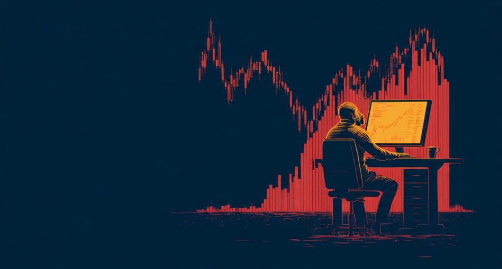 A trader anxiously watching a price run away and feeling the urge to chase the entry