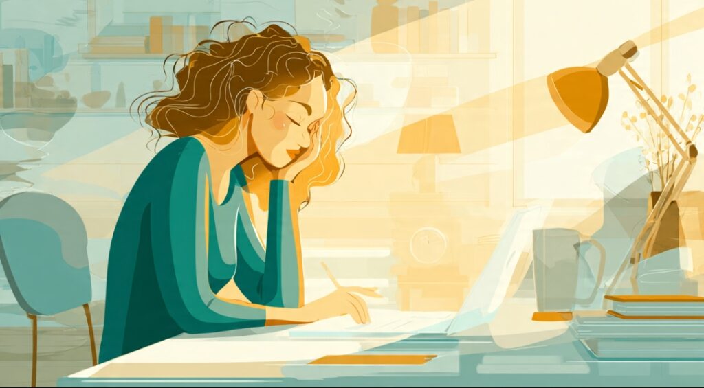 A person in a state of deep work, fully focused on one task while everything else fades away