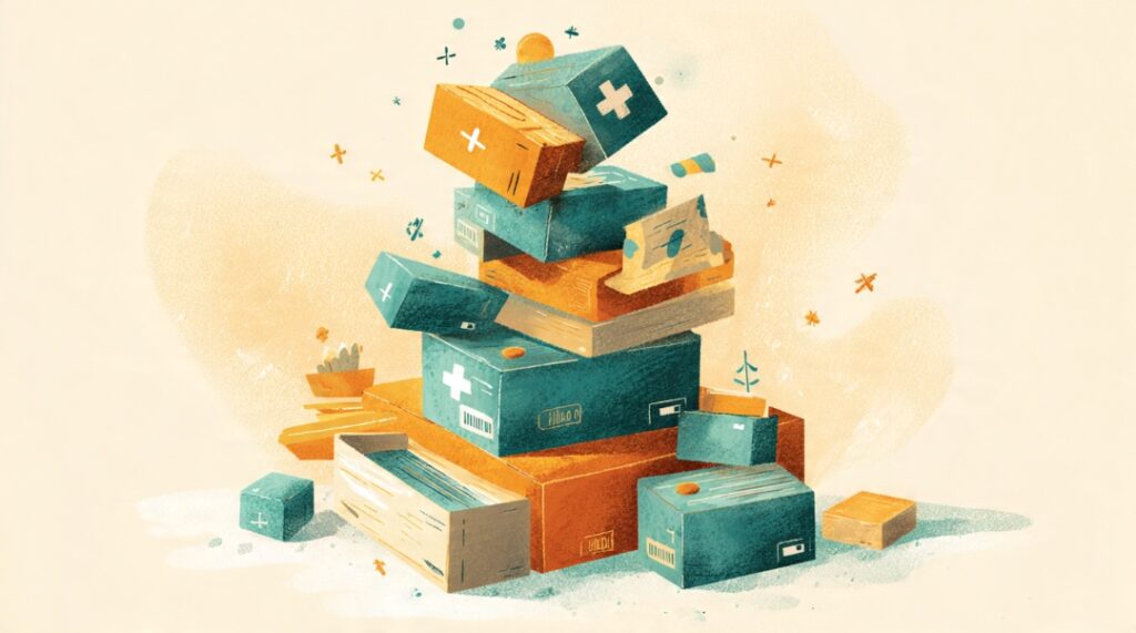  A fixed-price project box overflowing with extra add-on tasks, illustrating scope creep